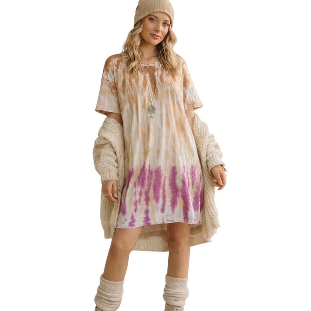 Z Supply Delta Sahara Tie Dye Mini T-Shirt Dress Short Sleeve Small NWT